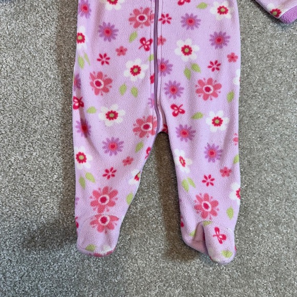 Little Me Baby Girls Purple Floral Fleece Footed Pajamas Sleepers 9M Vintage - Picture 4 of 7